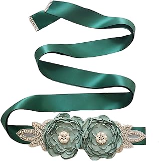 Lauthen.S Cinturón nupcial de la boda de la flor de la correa hecha a mano de perlas