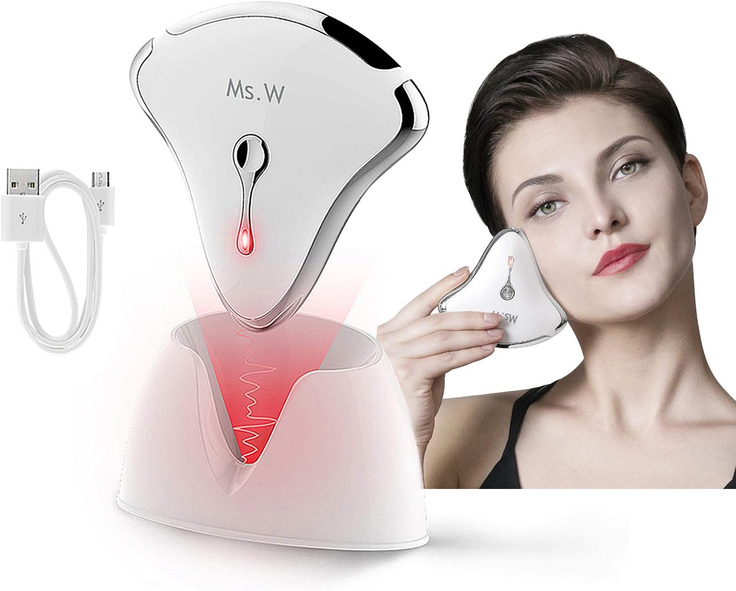 Ms.W Face Massage Tool Electric Gua Sha Plate Scrubber, Rechargeable