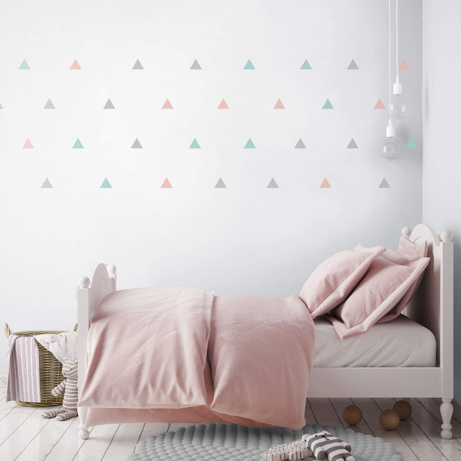 Triangle wall stickers, Light Grey, Pink and Aqua