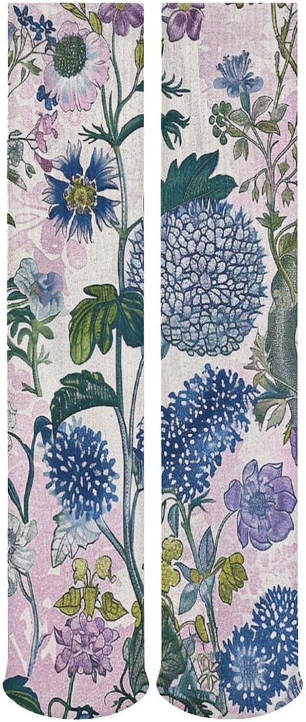 5-Pack Knee High Socks, 15.7 Inch Breathable Casual Socks Lush Plant Pictures Stockings for Men Women