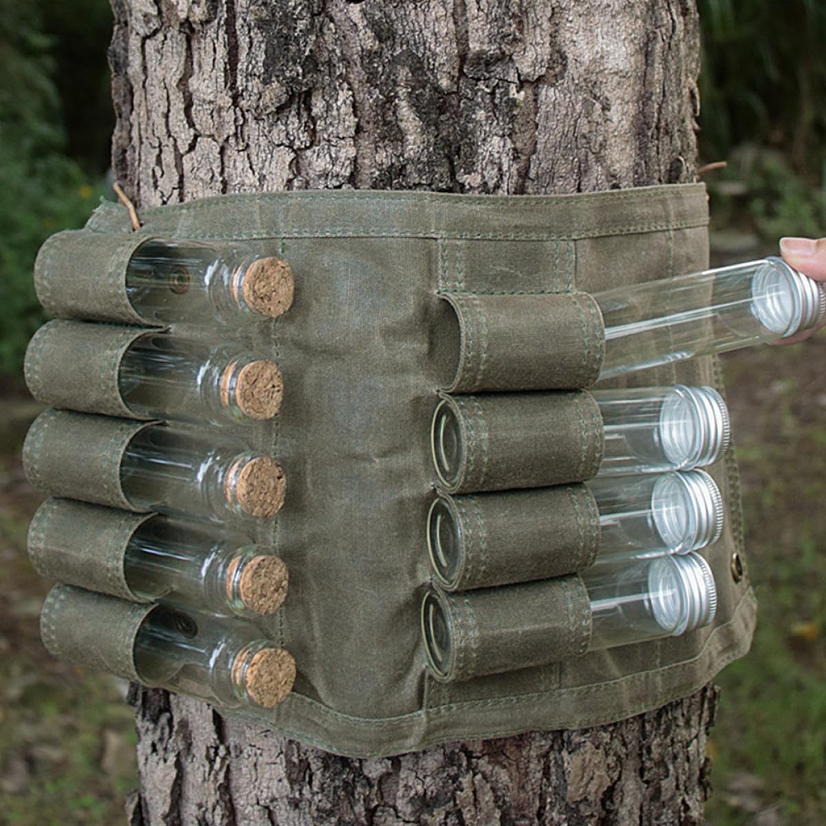 KICHOUSE Tragbares Gewürzbehälter Satz aus Glas und Canvas mit Praktischem Design für Camping und Picknick 1 Satz Wiederverwendbare Gewürzgläser für Outdoor Aktivitäten