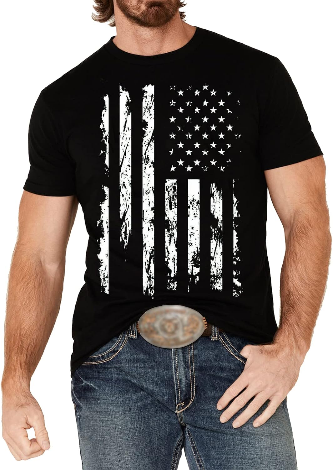 Mens 4th of July Shirts American Flag Patriotic Short Sleeve T-Shirt