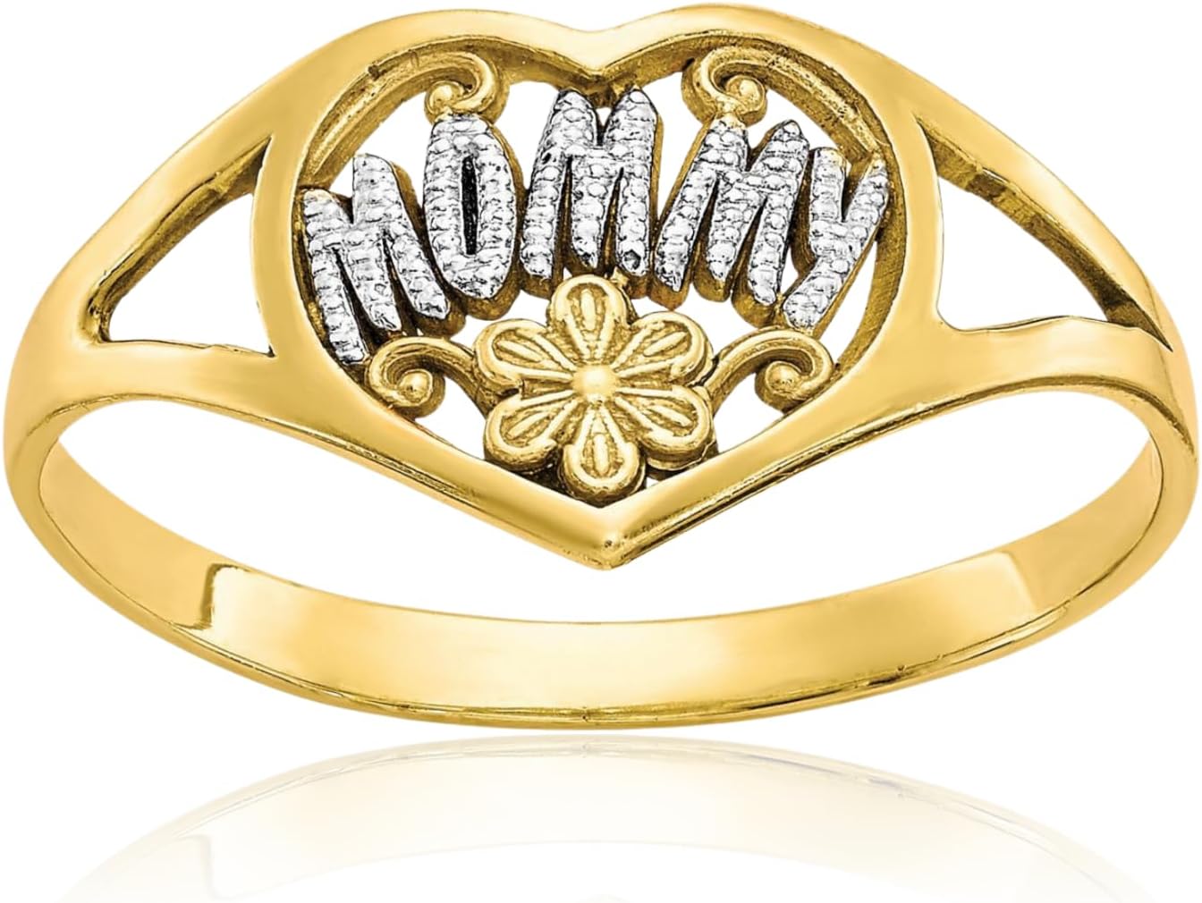 IceCarats 10K Solid Yellow Gold Mommy Mother Heart Ring Love Band Size 8.5