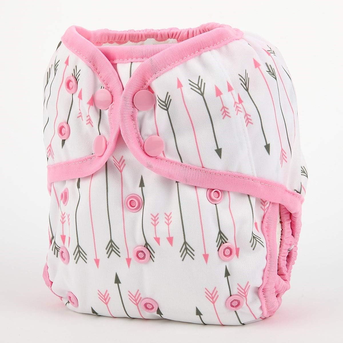 One Size Cloth Diaper Cover Snap with Double Gusset (Pink Arrows) - Image 2