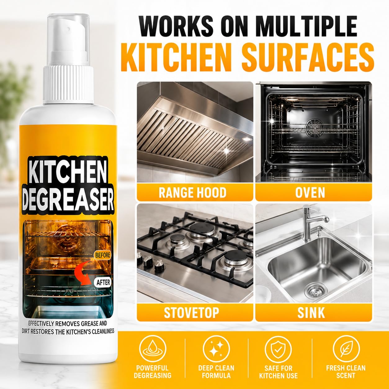 Grease Killer Spray Grill, 120ML Greasekiller Grillreiniger Extra Stark, Backofenreiniger & KüChenreiniger, Gegen Eingebranntes Fett & öL, Backofen Herdplatte Grill (Color 3pc)