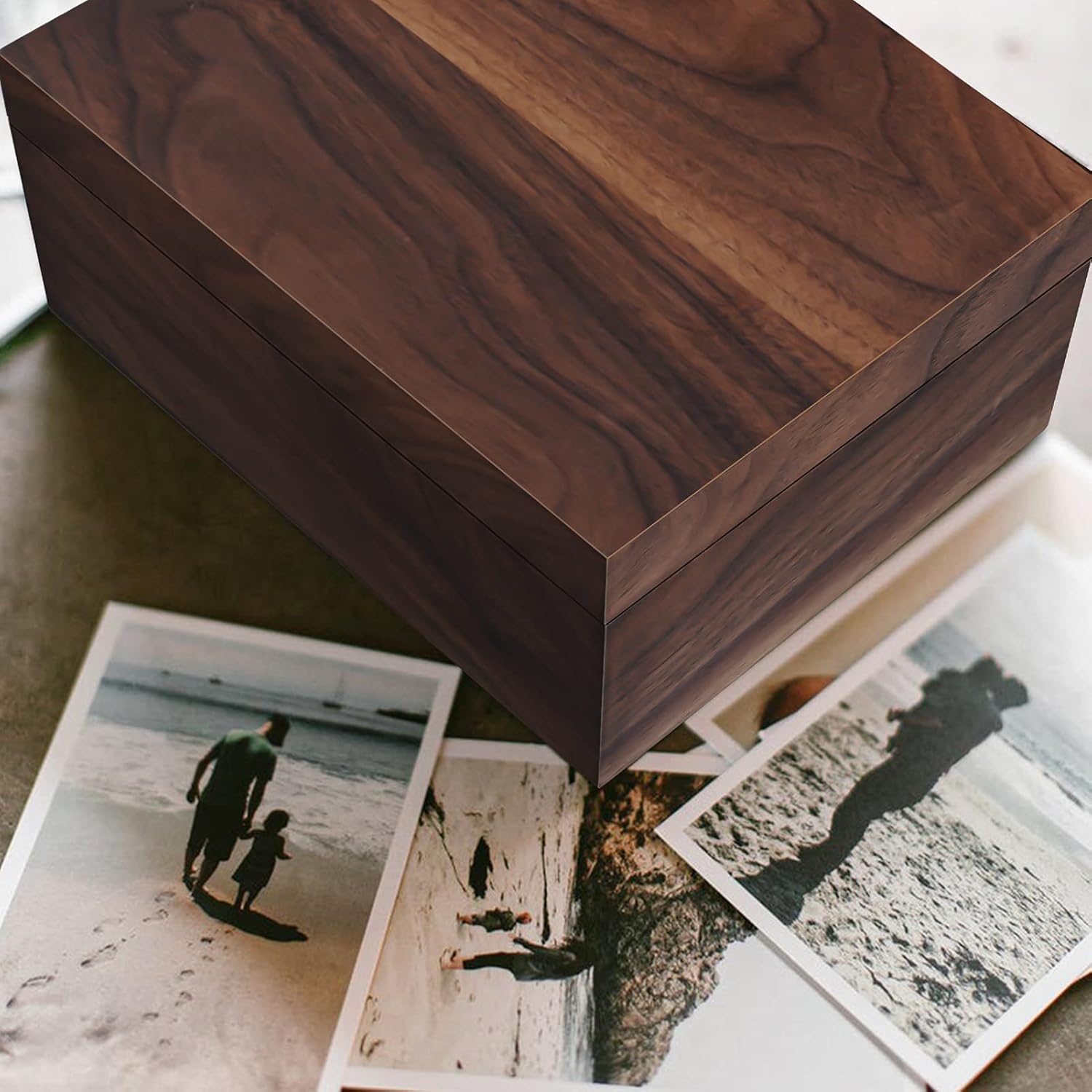 Wooden Box with Hinged Lid - EXISTING Keepsake Storage Box - Wooden Memory Keepsake Box - Decorative boxes with lids - Large Walnut Wood Trinket Box for Home and Office - 9.37x6.65x3.86 Inches : Home & Kitchen