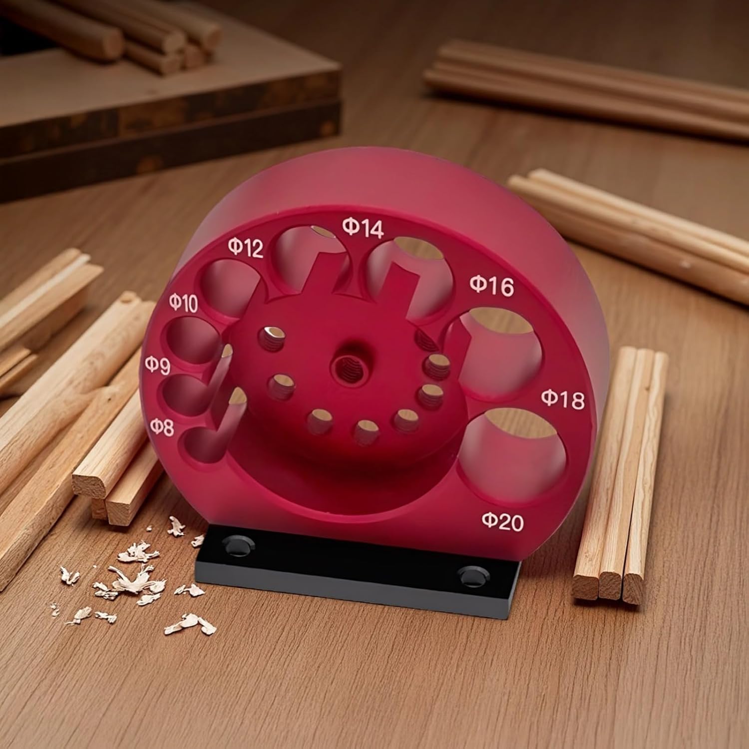 Electric Drill Driven Dowel Maker Jig Kit, Adjustable for 8 to 20Mm Dowels, High Speed Steel