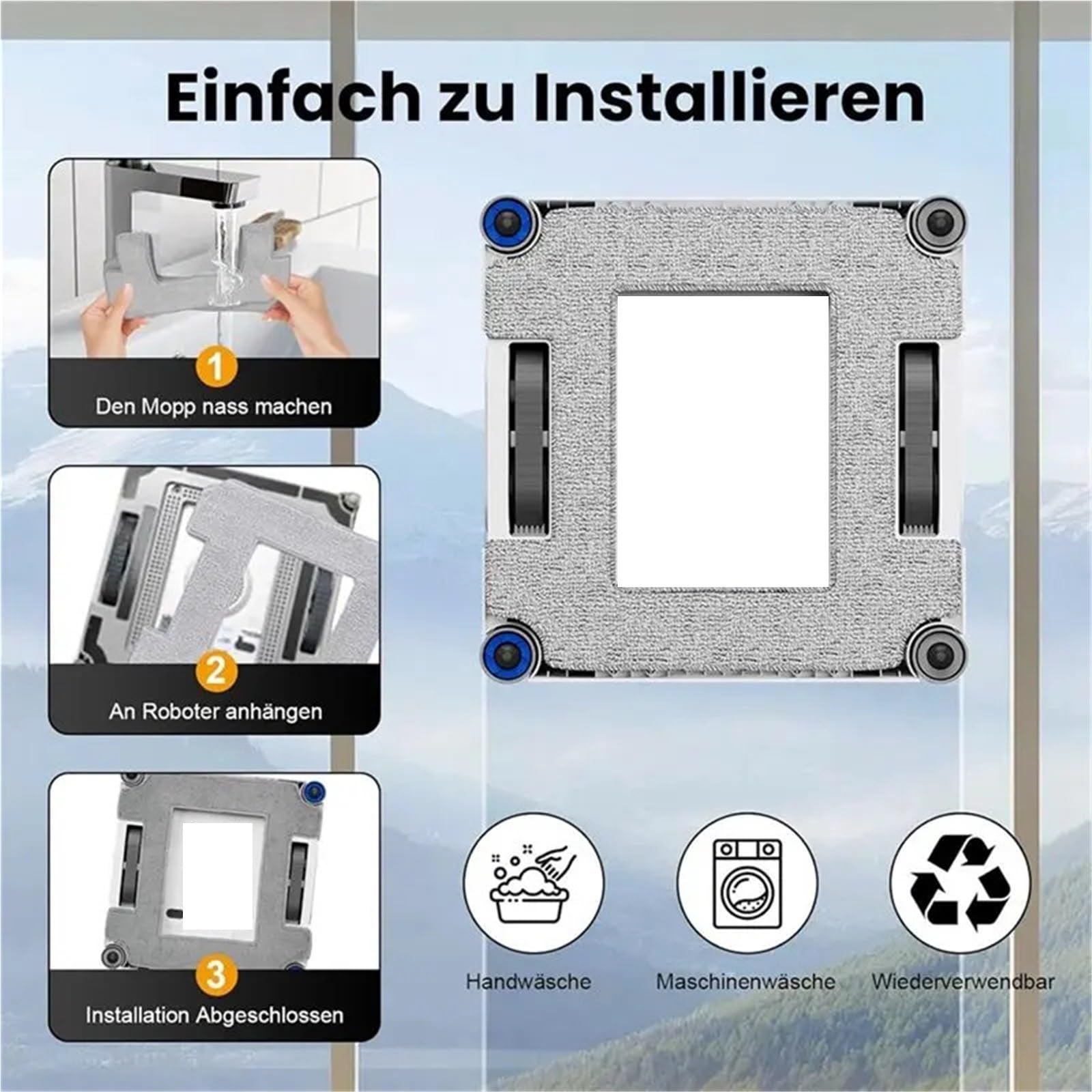 Fensterreinigung Roboter Mop Tuch,Kompatibel Mit Ecovacs