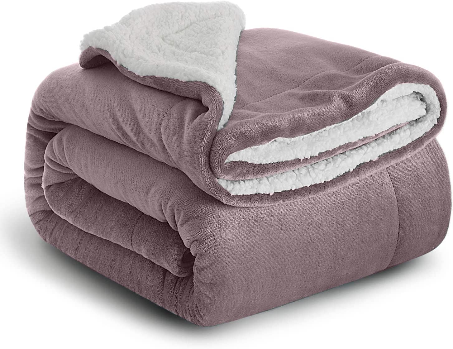 Sherpa Bed Blanket King Size ,Throw Blanket Fleece Reversible & Machine washable, Warm and Plush Blanket for Bed & Sofa (220x240) (Grayish Pink.)