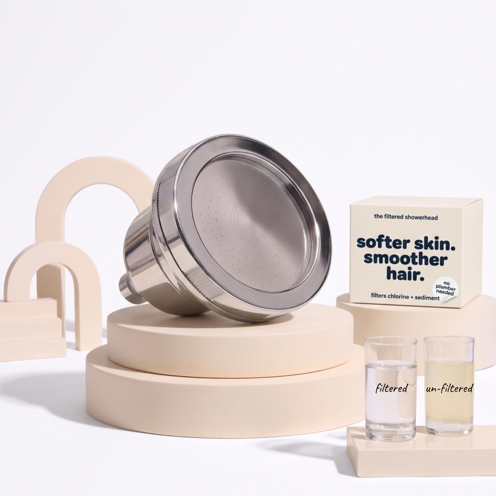 Cabezal de ducha filtrado de alta presión: filtra el cloro, los metales pesados y los microplásticos para una piel más suave y un cabello más saludable, vitamina C y suavizante de agua mineral para