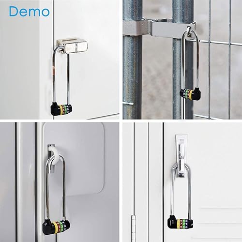 Miniatura 6 de Cerradura de armario de gimnasio con grillete de 6.5 pulgadas de largo, cerradura de combinación de 4 dígitos, candado de seguridad para manijas de