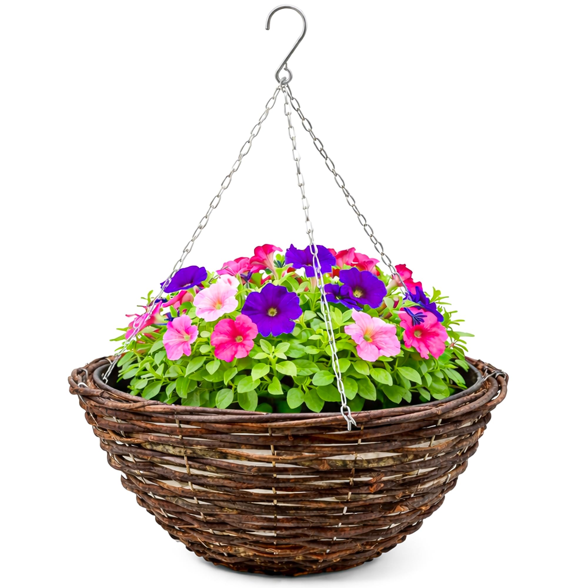 Kingfisher 14 inch Dark Rattan Hanging Basket