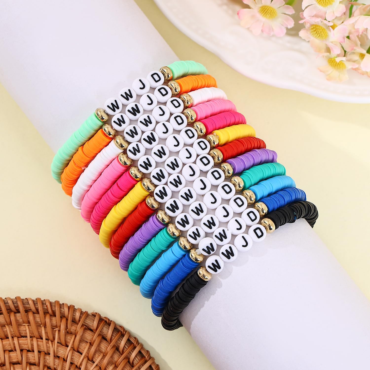 Taouzi 24Pcs 𝐉𝐞𝐬𝐮𝐬 𝐋𝐨𝐯𝐞𝐬 𝐘𝐨𝐮 Bracelets Bulk Handmade Clay Beads 𝐁𝐢𝐛𝐥𝐞 𝐕𝐞𝐫𝐬𝐞 Bracelets Christian Friendship Jewelry Xmas Gifts for Women - Image 4