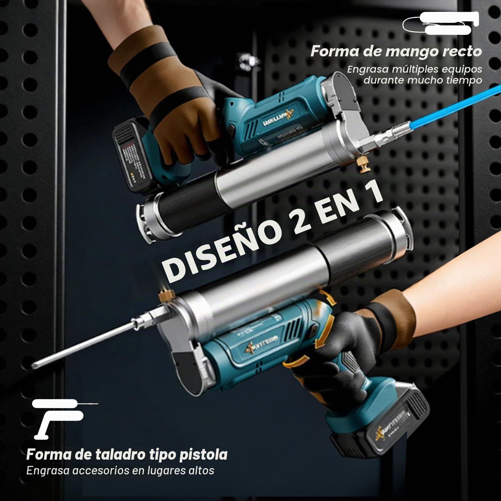 Pistola engrasadora eléctrica con batería, 12000 PSI, con baterías, manguera de 30 cm, luz LED, 4,9 oz/min, funciona con pilas, engrasadora de alta presión para tractores, camiones y máquinas