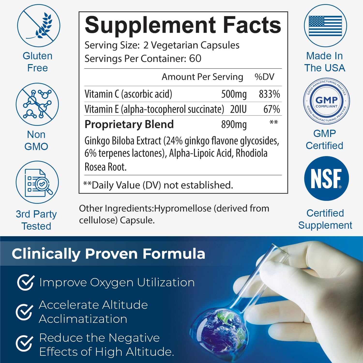 High Altitude Relief (120 ct.) - Colorado's #1 Product for Altitude Sickness Prevention, Reduce The Effects of High Altitude, Arrives in 2-3 Days, Made in The USA