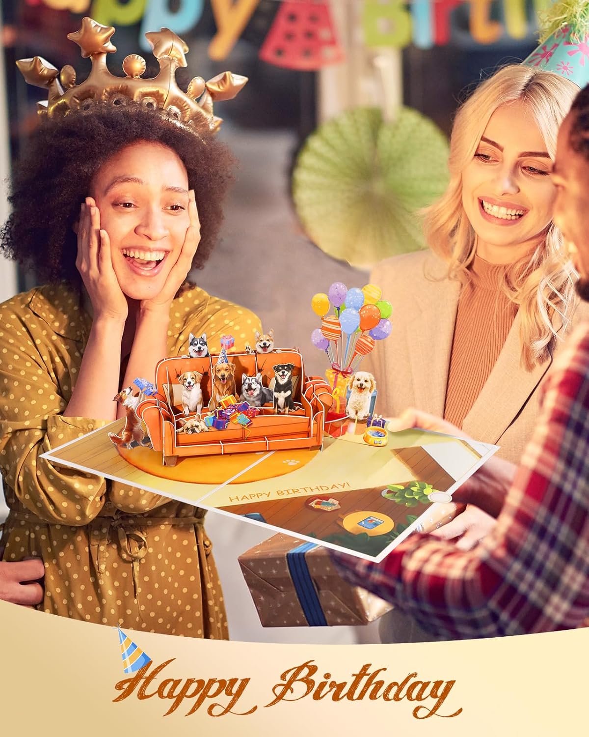 Dog Pop Up Birthday Card with Envelope - Funny Happy Birthday 3D Greeting Pop Up Card with Blank Note, Best Gifts for Women Men Adult Kids Dog Lover Mom or Dad - Image 5