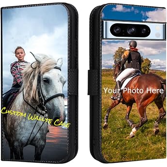 Personalised Case for Google Pixel 8 Pro Flip Leather Case with Card Slot Stand Function Case with Own Photo Image Text Personalised Mobile Phone Case - Black-LN4