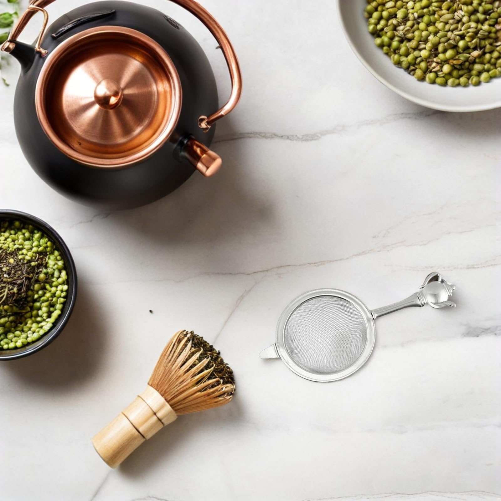 UKCOCO Separador de Colador de Té Mango de Acero Inoxidable Colador de Malla Fina para Cocina Accesorio de Filtrado de Té para Infusiones Caseras