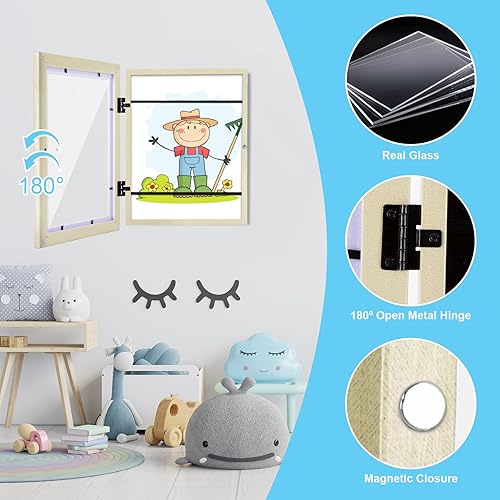 Miniatura 285 de [Paquete de 2] Marcos de arte para niños, marcos de arte para niños, de 8.5 x 11 pulgadas, con apertura frontal, intercambiables, marco de Crema