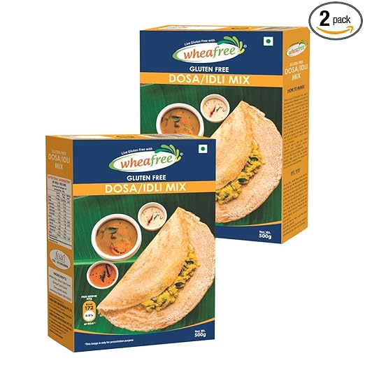 Wheafree Dosa/Idli Mix - Pack of 2 (500g each) | Low in Fats | High in Protein and Dietary Fibre | Quick and Easy to Cook | Easy to Digest | 100% Natural & Vegetarian