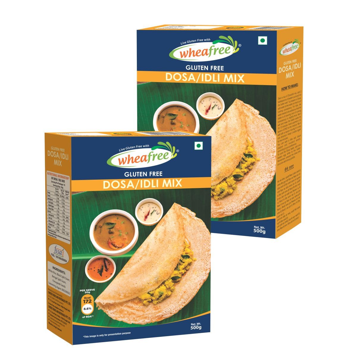 Wheafree Gluten Free Dosa/Idli Mix - Pack of 2 (500g each) | Low in Fats | High in Protein and Dietary Fibre | Quick and Easy to Cook | Easy to Digest | 100% Natural & Vegetarian (B0B6WYJ2JJ) Amazon Price History, Amazon Price Tracker