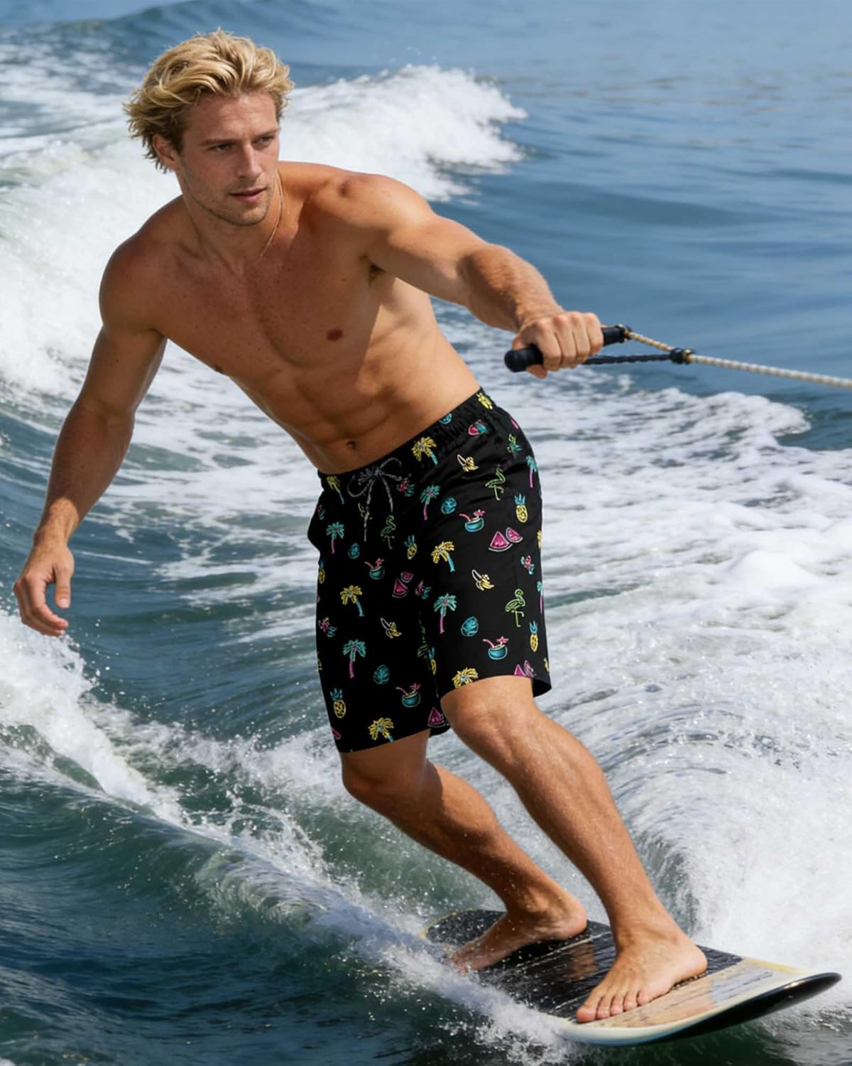 Cozople Mens Swimming Trunks with Compression Liner Swim Shorts 7 inch Quick Dry Bathing Suit Anti Chafe Boardshorts
