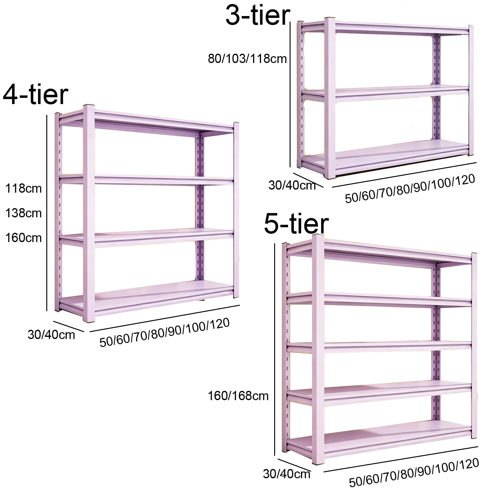 Scaffali in Metallo per Garage Scaffale Garage Regolabile Scaffalatura Metallo Scaffale Salvaspazio Scaffali per Carichi Pesanti 4 Tiers H 118cm L50 x W30cm