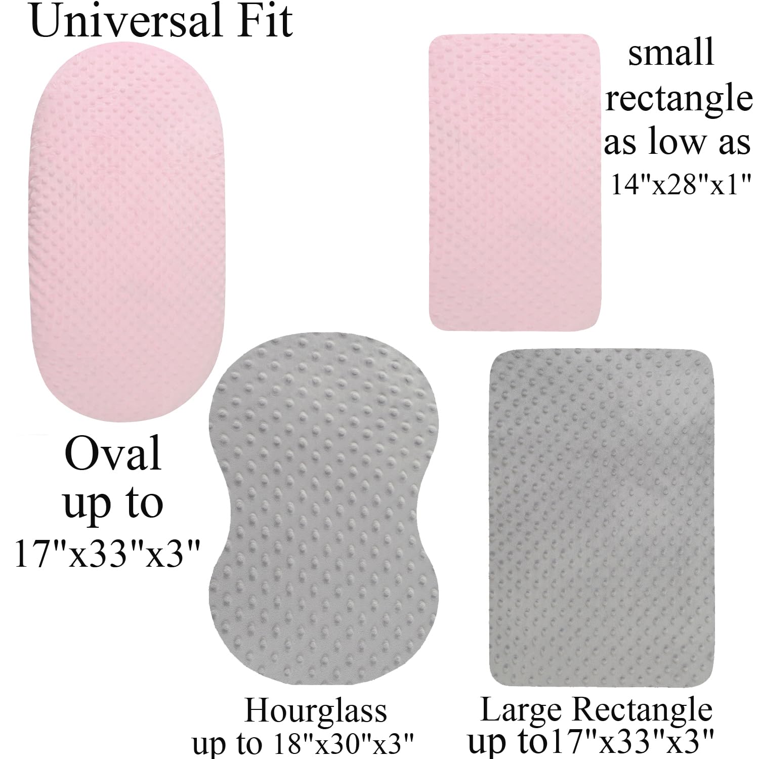 Minky - Juego de sábanas para moisés, paquete de 2 sábanas elásticas para cuna, ultra suaves, gruesas, ajuste universal, ovaladas, rectangulares, con forma de reloj de arena, para bebés y niñas, color