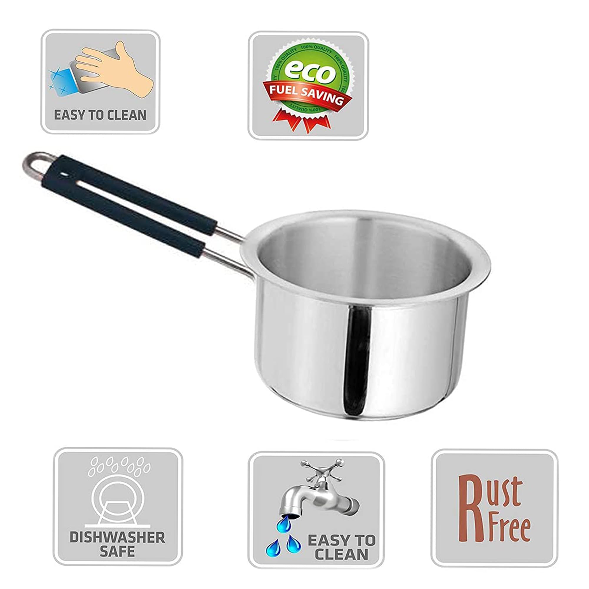 IDEAL PRIME Heavy Gauge Aluminium Saucepan Wire Tong Combo Aluminum Milk Pan Tea Pan Tapeli Patila Sansi Pakkad Kitchen Tool Pack of 2 2