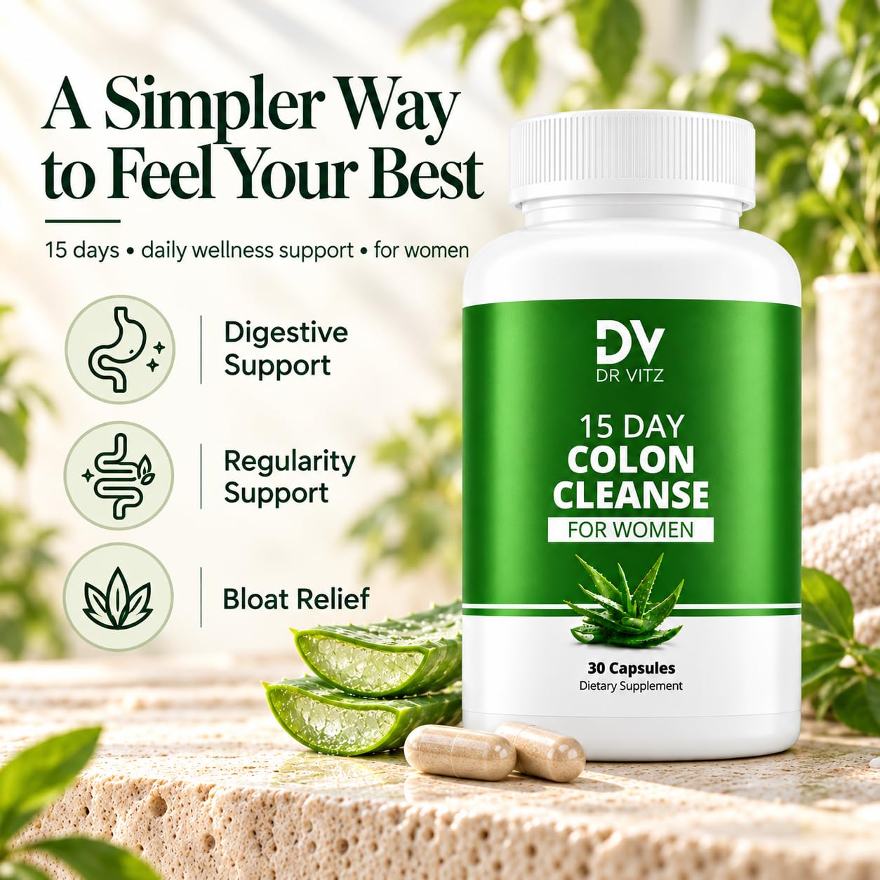 15 Day Colon Cleanse for Women - Gut Cleanse Detox Pills with Senna, Fiber & Probiotics - Bloating Relief for Women, Constipation Relief & Debloat - Gut Health Reset - 30 Capsules — Amazon image 7