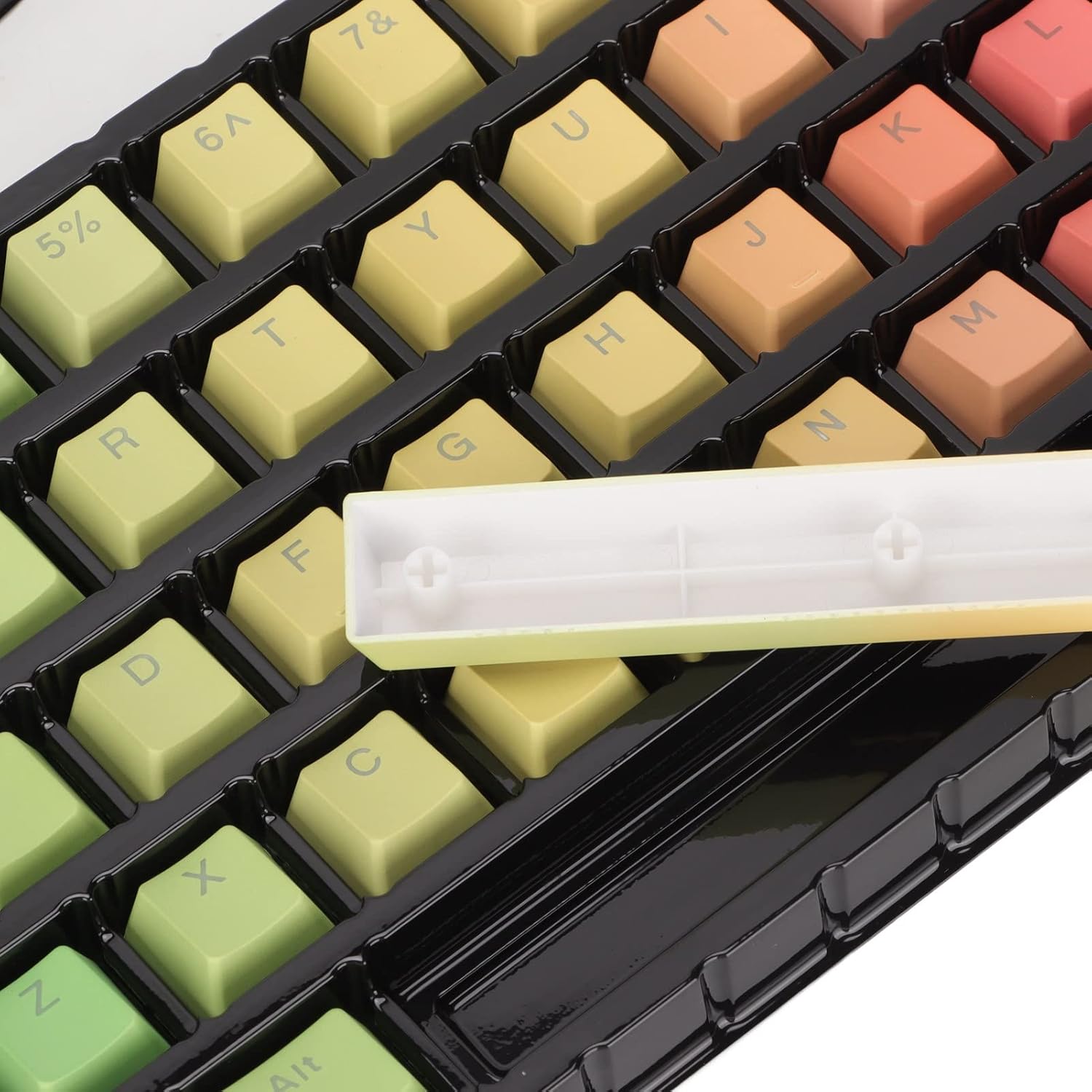 PBT Translucent Sublimation Rainbow Gradient Keycaps, Mechanical Keyboard Keycaps Set for 108/87/61 Key Universal Layout with Backlit Characters and Ergonomic Profile