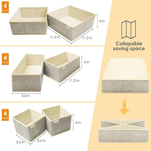 Miniatura 2 de Paquete de 12 organizadores de cajones para ropa, caja de almacenamiento plegable de ropa, organizador de cajones, divisores, organización de