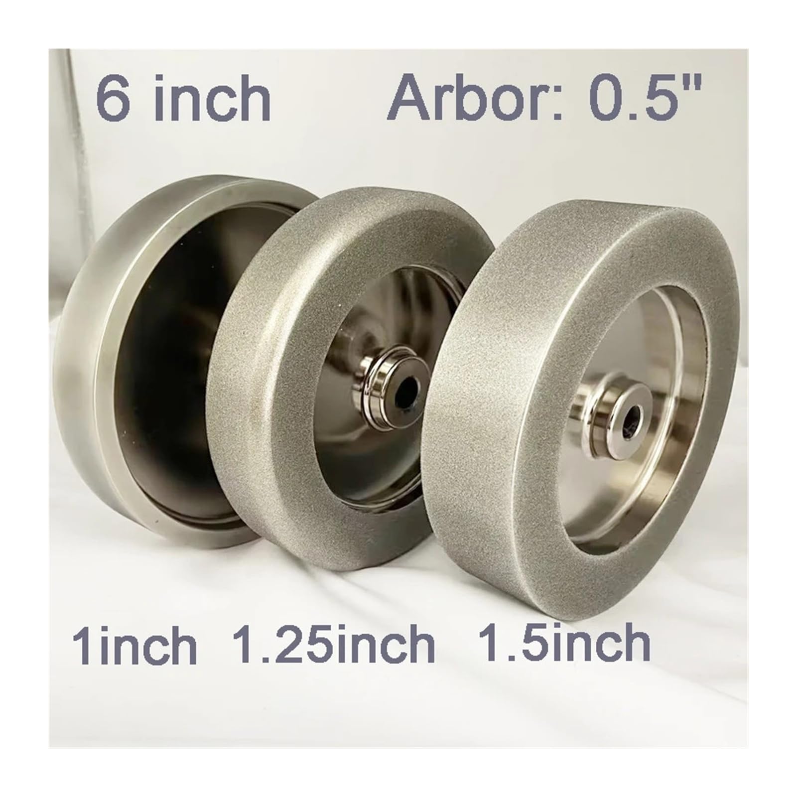 Muelas abrasivas CBN de 150mm, eje de 1/2 pulgadas, ancho de 1/1, 25/1,5 pulgadas for amoladoras de banco, herramientas de torneado de madera, rueda de afilado de 6 pulgadas(B)
