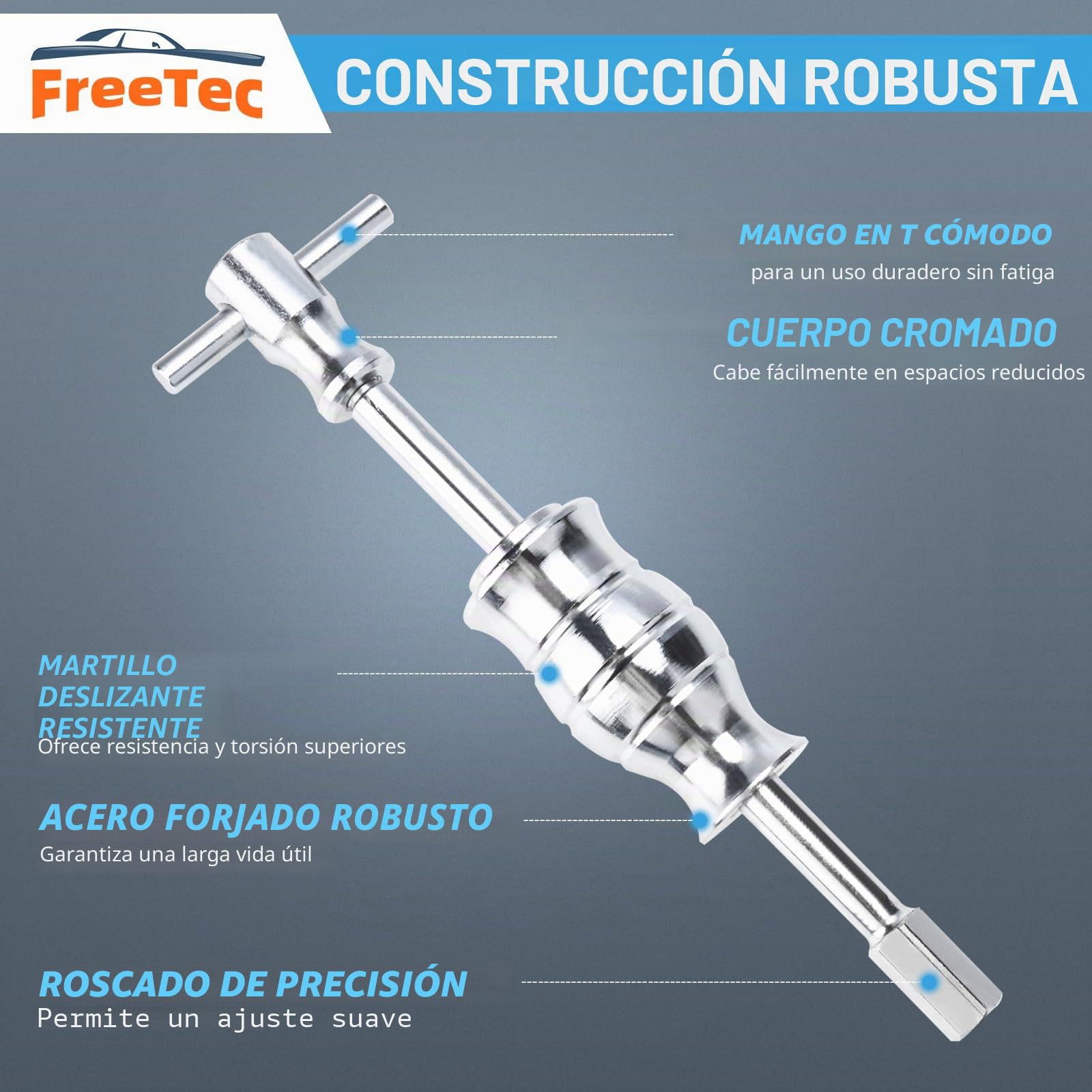 FreeTec 16 Piezas Extractor Rodamientos Internos, 8mm-58mm Extractor para Rodamientos Interior con Martillo Deslizante, Herramienta Extracción Rodamientos Internos para Coche Camión Motocicleta