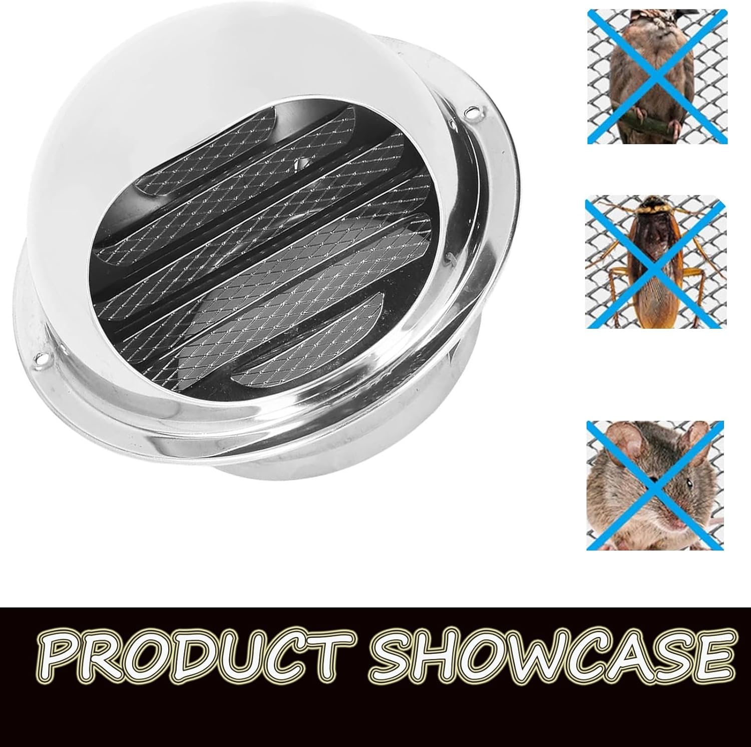 Ventilation Outlet, Soffit Vents, Wall Air Soffit Vents, Air Ventilation Outlet Hood, 304 Stainless Steel Air Vent, Stainless Steel Wall Air Vent, With Screen Mesh Dryer Vent Cap, For Ventilation