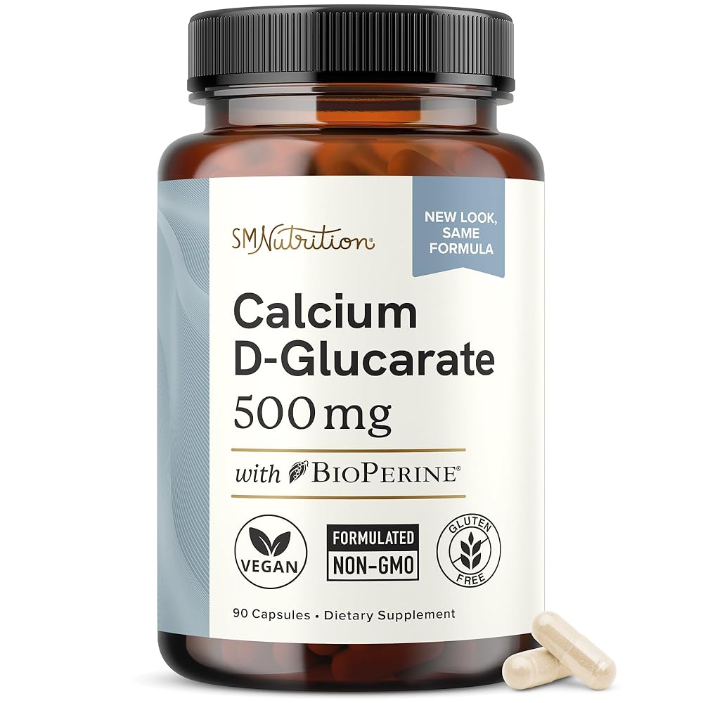 Calcium D-Glucarate | 500MG | CDG for Liver Detox and Cleanse, Hormone Balance, and Menopause Support | Calcium Supplement | Vegan, Non-GMO, Third-Party Tested | 90 Capsules (3-Month Supply)