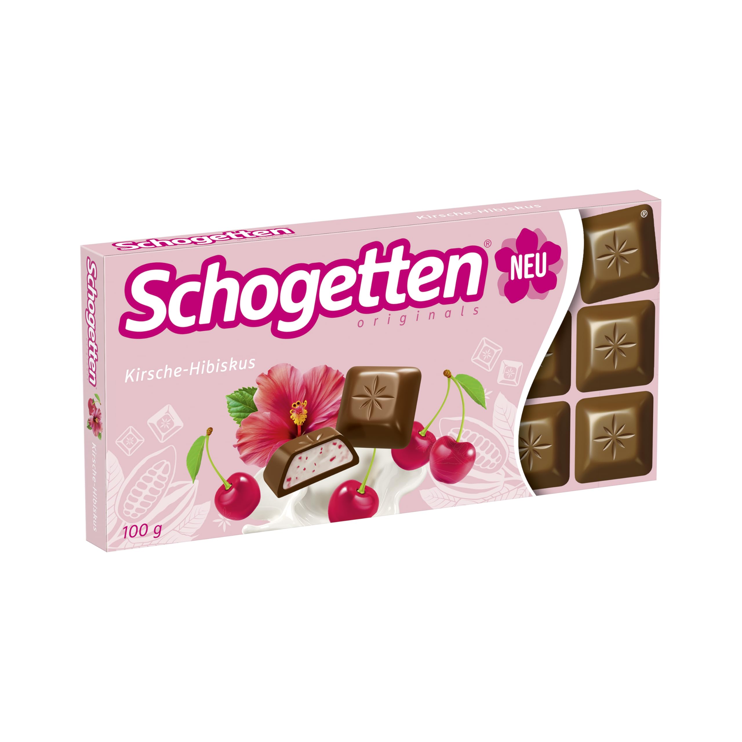 Schogetten Kirsche Hibiskus I 100 g Schokoladentafel I Vollmilchschokolade I praktisch einzeln portioniert