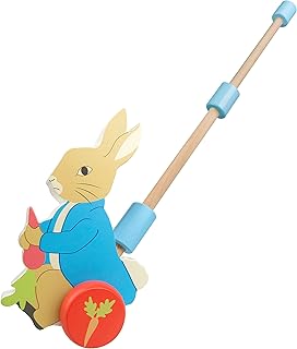 Peter Rabbit Toys, Wooden Push Along Walker, 1 Year Olds, Baby Toddler Toys, Early Development Activity Pull Toy, Girls, Boys, Official Licensed Peter Rabbit Gifts by Orange Tree Toys