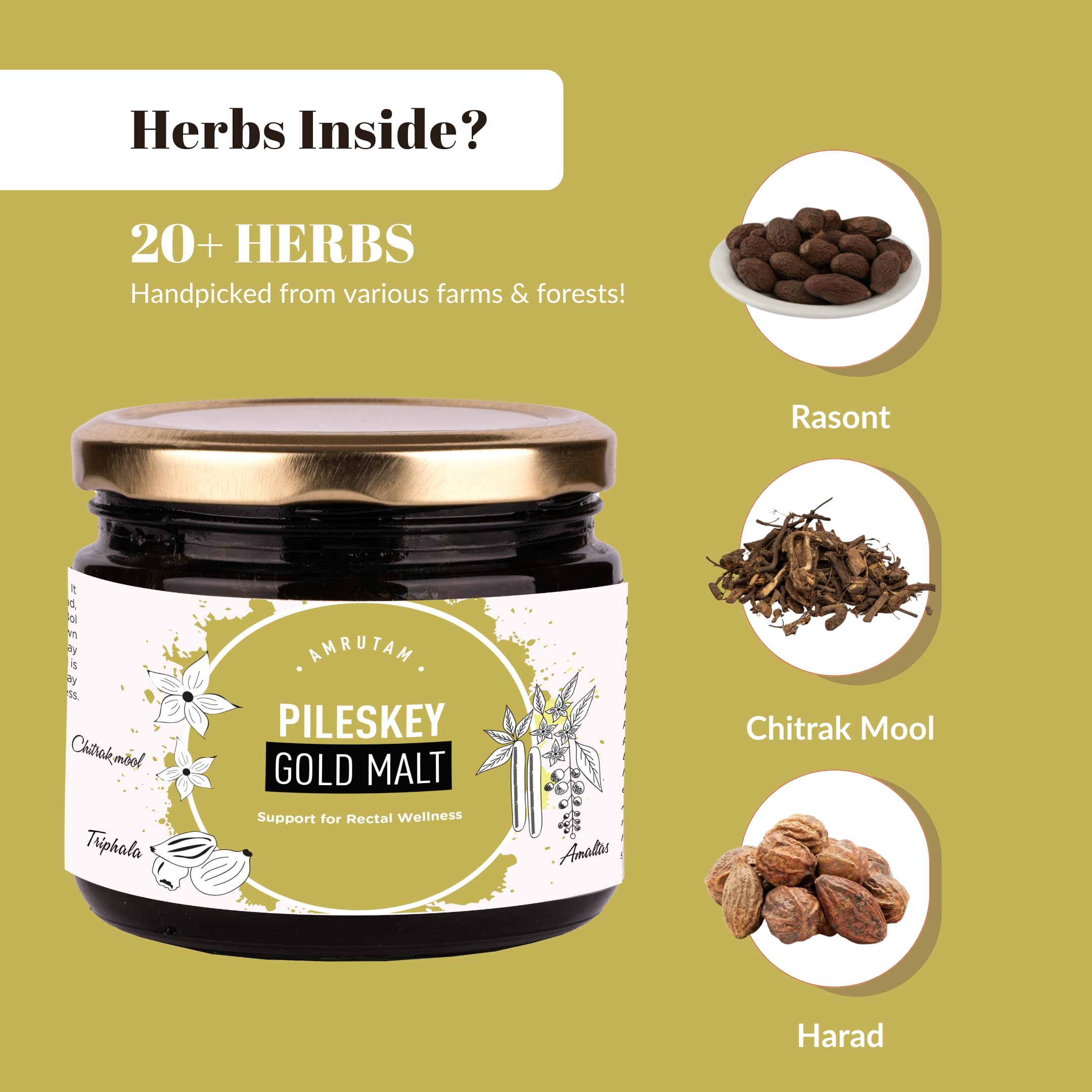 Pileskey Gold Malt - Ayurvedic Piles Solution | Natural remedy for hemorrhoids | Complete Cure for Piles and Fistula | Relief in Constipation | 400g — Amazon image 3