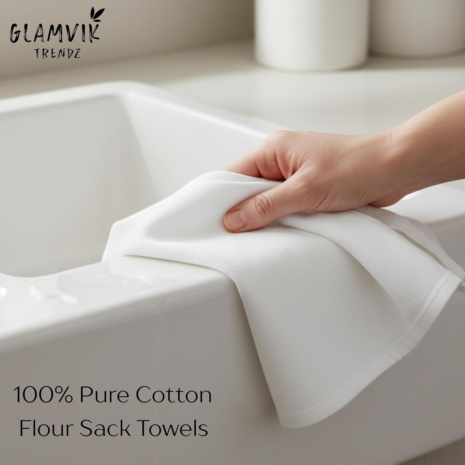 Flour Sack Towels - Tea Towel for Crafts, Kitchen Dish Cotton Blank Towel for Embroidery, Baking Bread Proofing Linen Cover, Super Absorbent Quick Dry (White, 18"x28" Pack of 12)