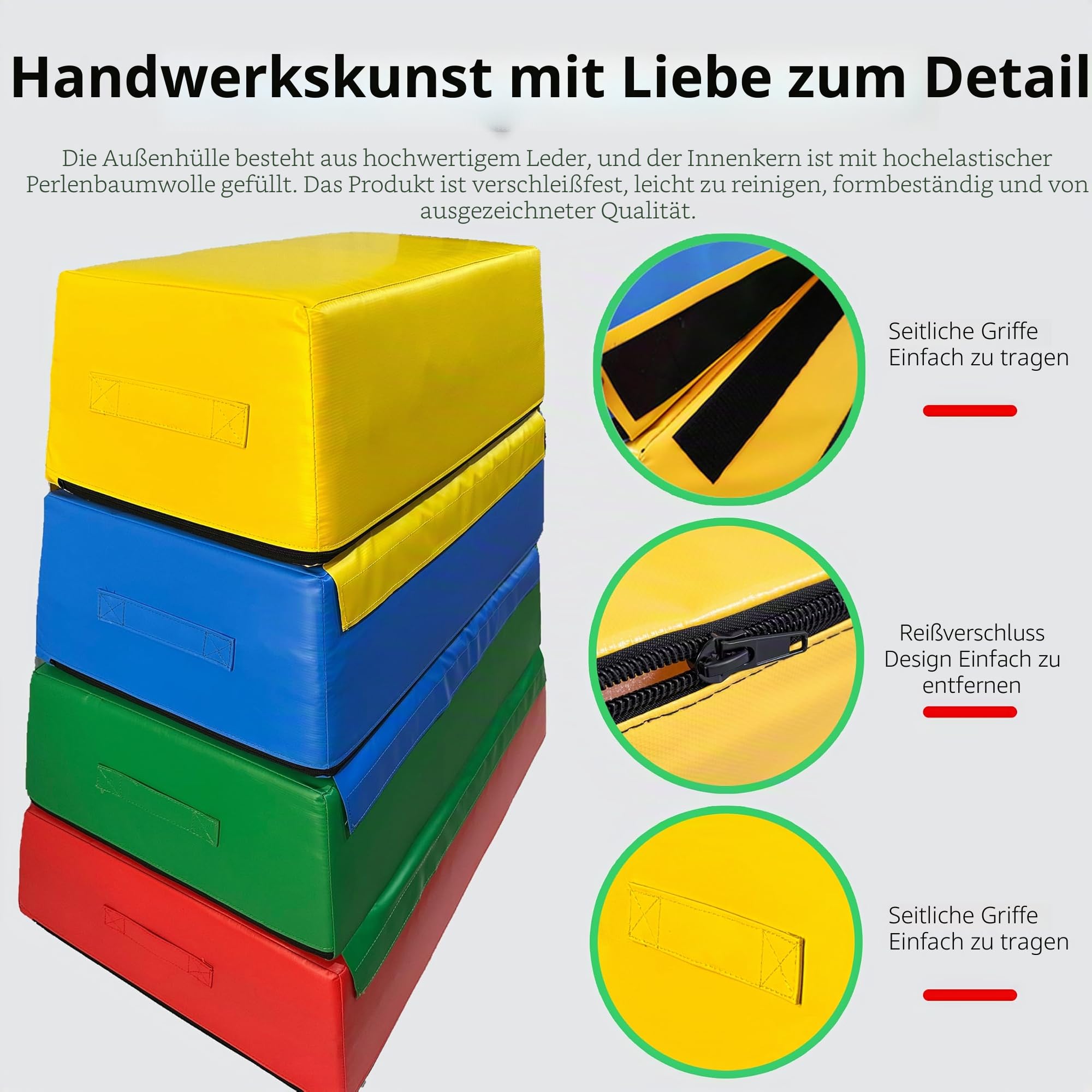 Plyometrische Box aus Schaumstoff - Zerlegbare Rutschhemmende Plyo-Boxen für Fitnessstudio & Heimtraining, Modulares Sprungbox-System für Yoga, Turnen, Taekwondo | Easy-Clea(Size:90*60*90*30cm)