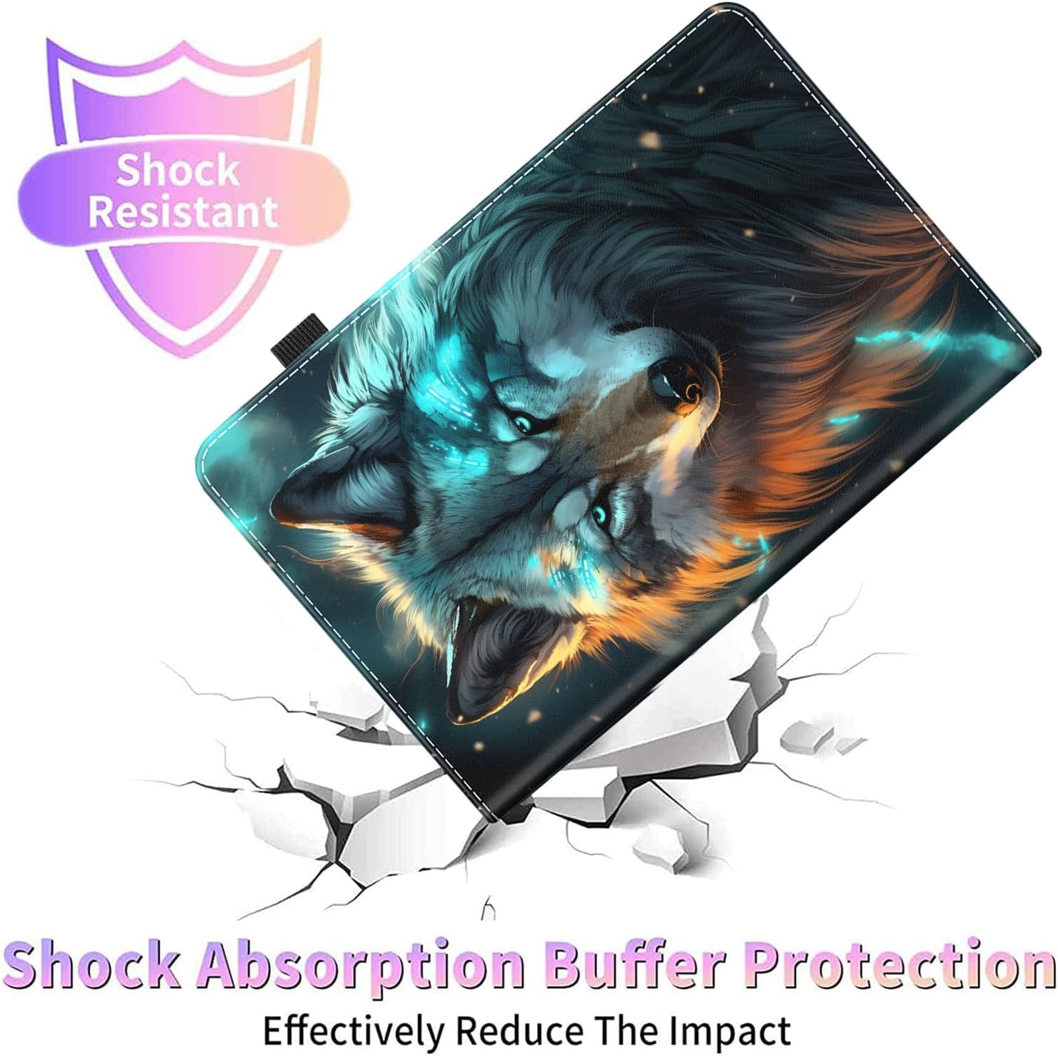 Case for All-New Amazon Fire HD 10 Tablet and Fire HD 10 Plus (13th/11th Generation 2023/2021 Release)， Auto Sleep/Wake Multi-Angle Viewing Slim Folio Stand Cover, Wolf