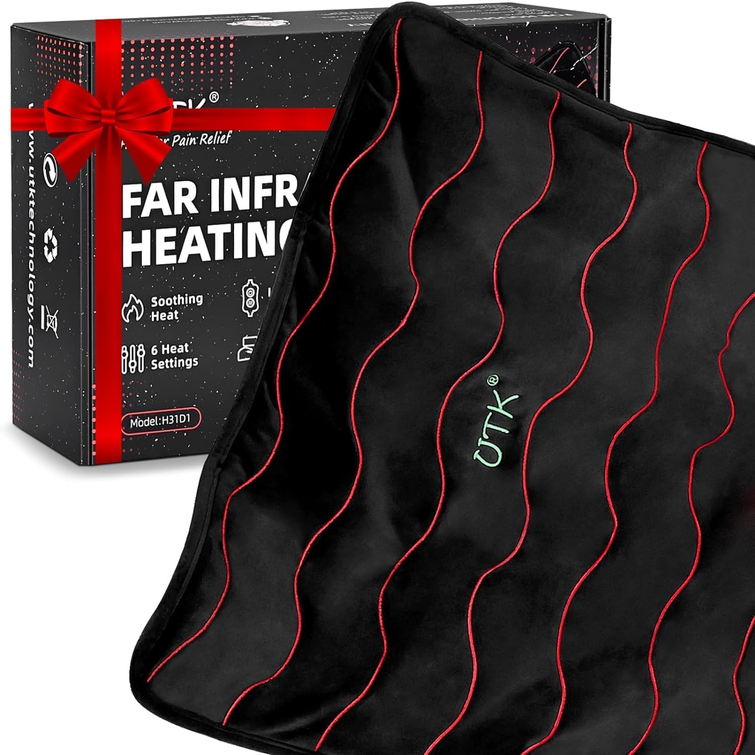 UTK Weighted Far Infrared Heating Pad for Back, Hotter to 159℉,24"X20"