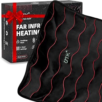 UTK Weighted Far Infrared Heating Pad for Back Pain Relief, Hotter to 159F | Extra Large Heat Pad 24"X20" for Cramps Sciatica Relief, 6 Temp Settings & 2H Auto Off, Memory Function, Gifts for Men Women