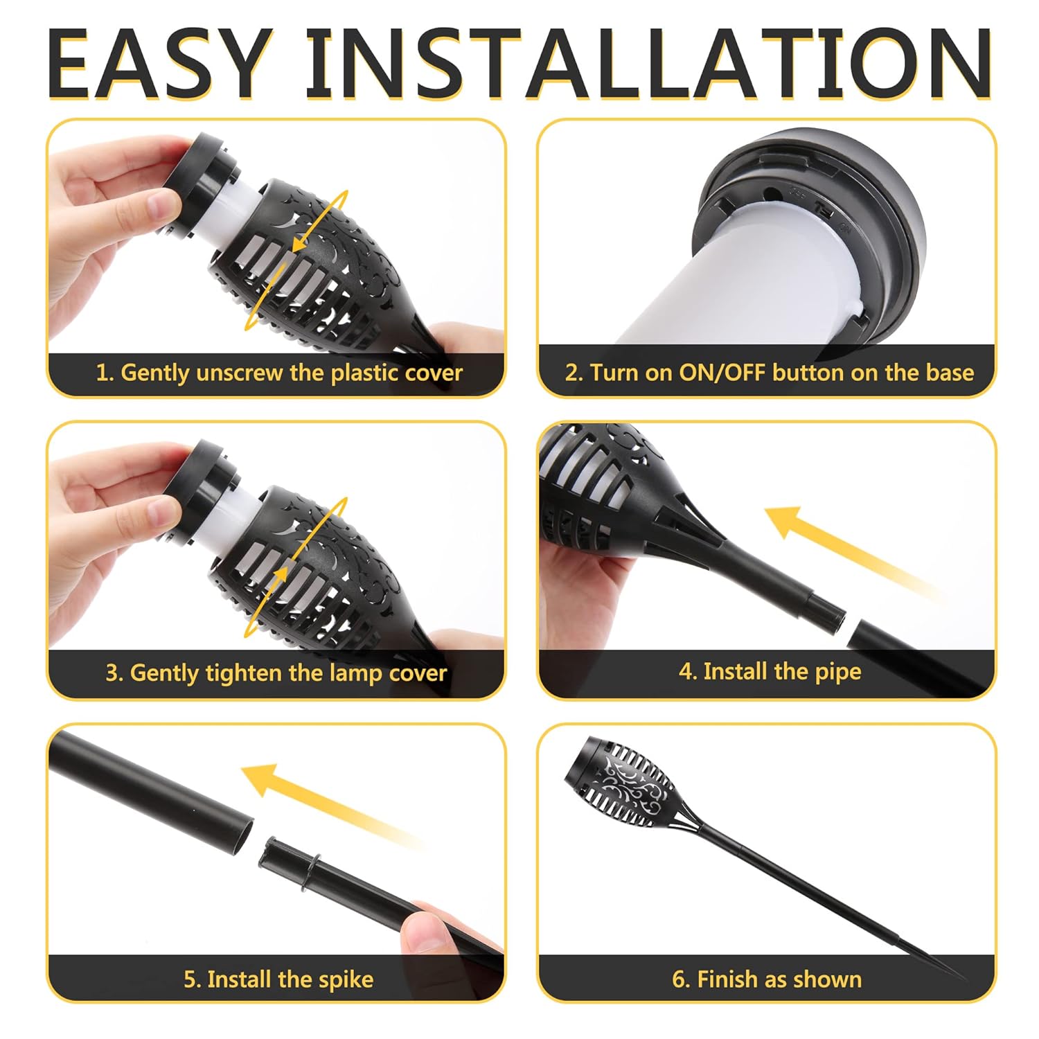 1 Pack Solar Flickering Dancing Flame Lights Waterproof Solar Torch Lights for Outdoor Garden Patio Pathway Yard Driveway Decorative - Image 4