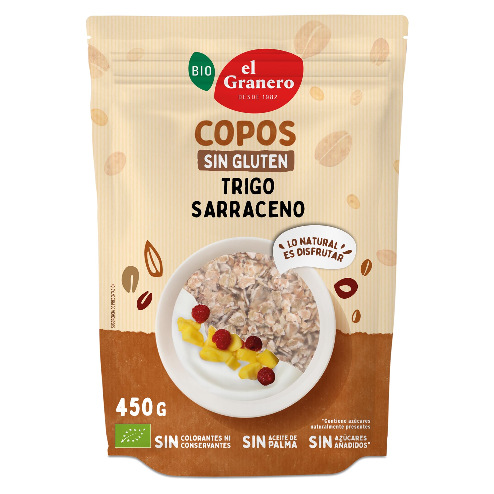 El Granero Integral - Copos de Trigo Sarraceno BIO - 450 g - Fuente de Fibra y Nutrientes Esenciales - Bajo Índice Glucémico - Ayuda a Reducir el Colesterol - Aptos para Veganos
