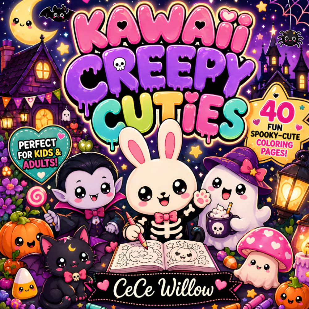 Kawaii Creepy Cuties: Bold & Easy Spooky-Cute Coloring Adventures