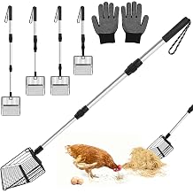 BINYI Strainer Scooper, Poop Scooper, Chicken Coop Accessories, Pooper Scooper, Cat Litter Tray Scoop, Adjustable Chicken Scoop for Chicken Coop, Separation of Faeces and Rubble from Sand, Black