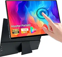 Monitor portátil 15,6 polegadas 1080P FHD USB-C HDMI para Jogos, IPS Extensor De Tela para Notebook, compatível com MacBook, PlayStation, Xbox e Nintendo Switch （Preto）