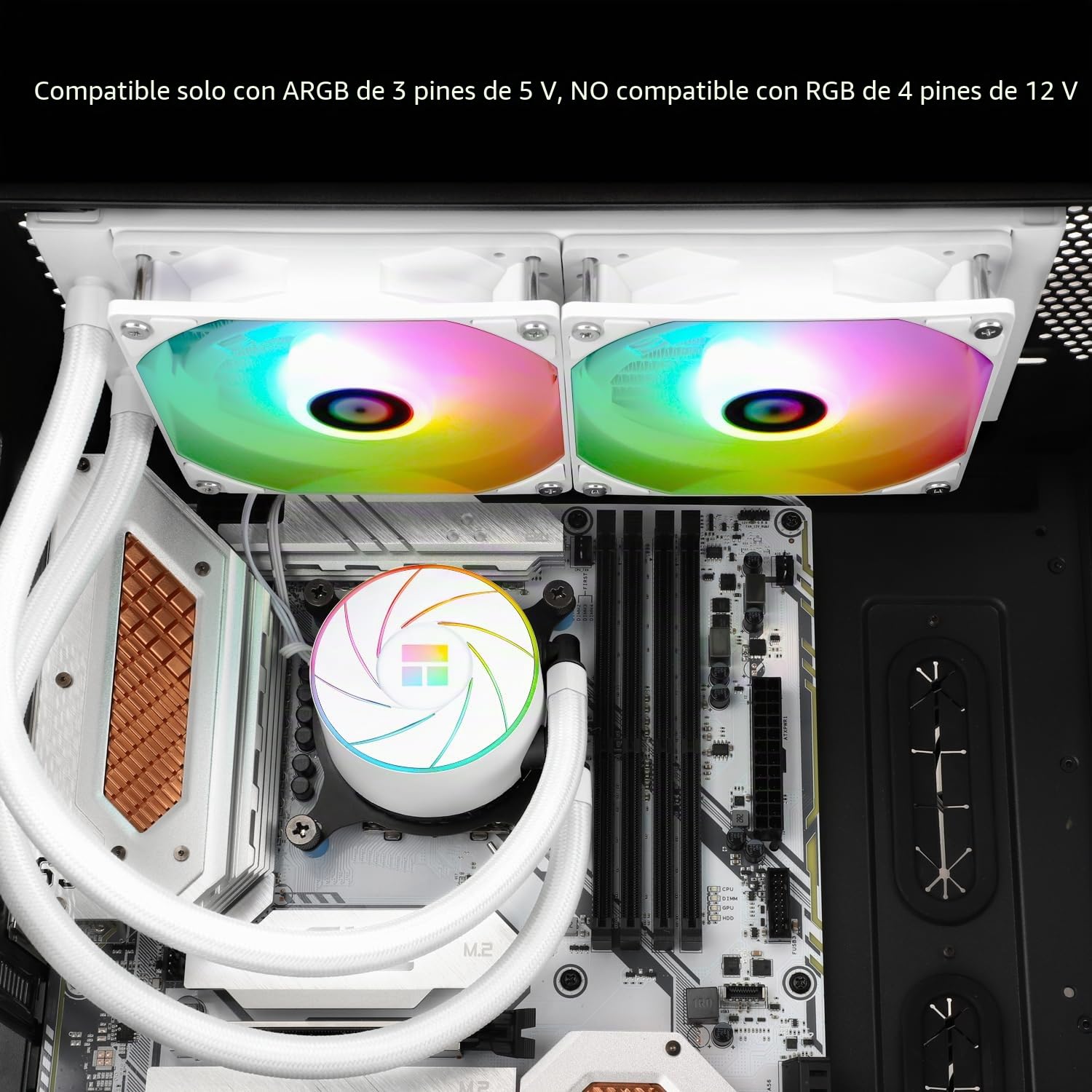 TR AQUA ELITE 240 White ARGB CPU Enfriador de agua, enfriador de CPU Aio blanco, 240 tamaño de fila de refrigeración, 2 ventiladores PWM de 120 mm, S-FDB Rodamientos, para AMD/AM4/AM5, INTEL LGA1150